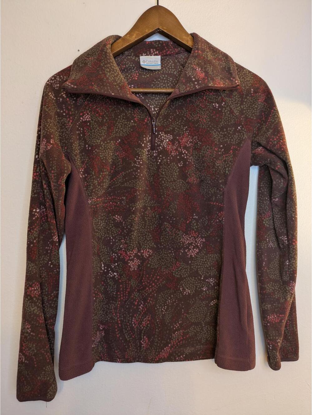 Columbia Women's 1/2 Zip Fleece Pullover Size S Maroon Abstract